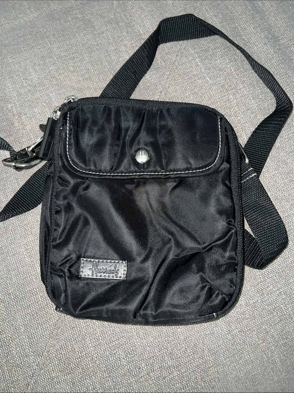 Harrods Black Nylon Crossbody Messenger Bag